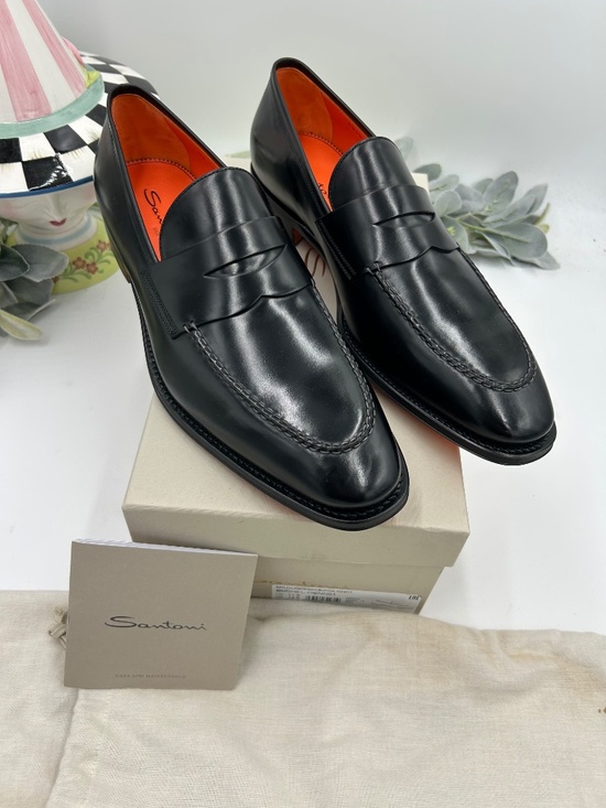 Men’s Santoni Black Santoni Penny Loafers. Size 12.5 US. Made in Italy. main image 7